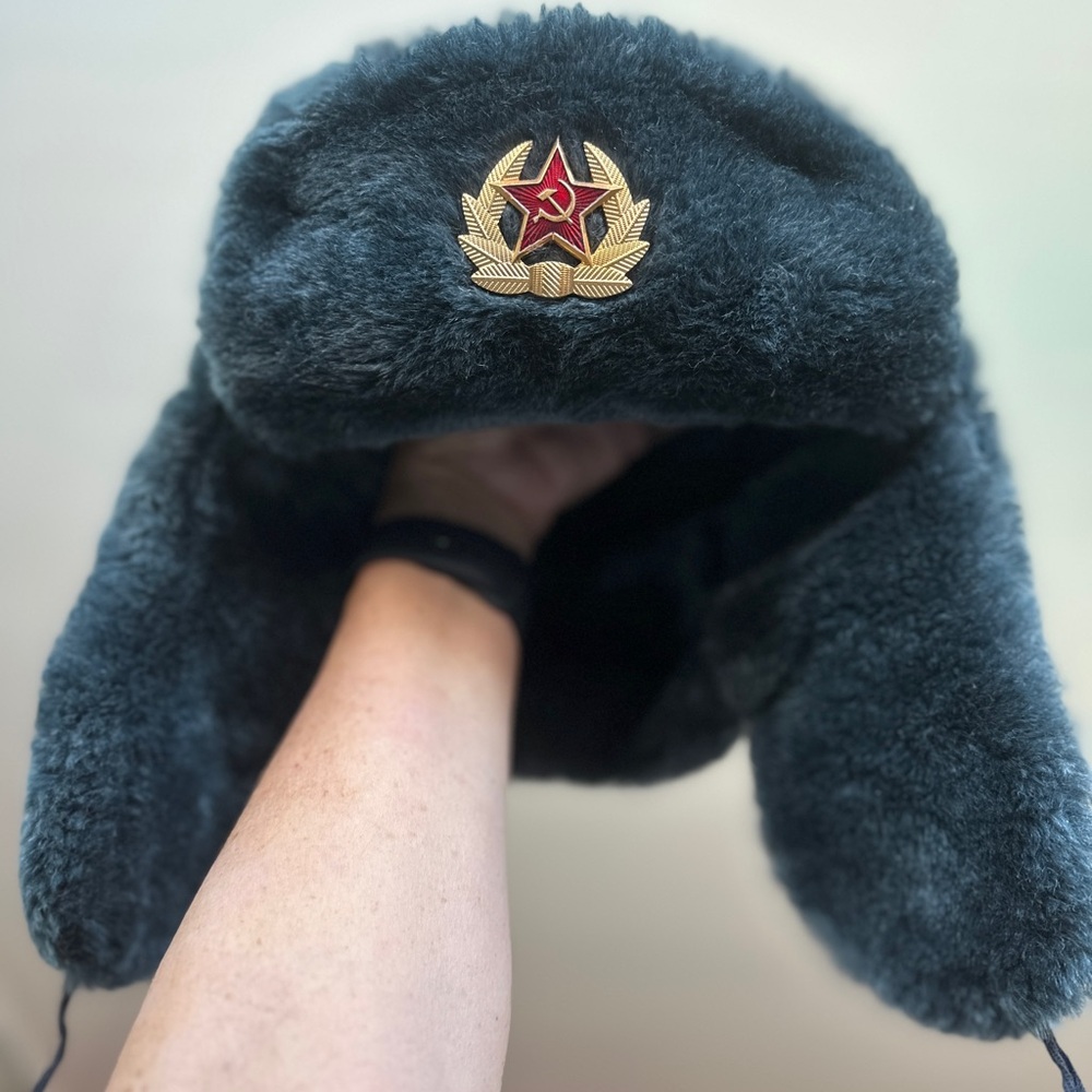 Men's dark blue Fur Trapper Hat